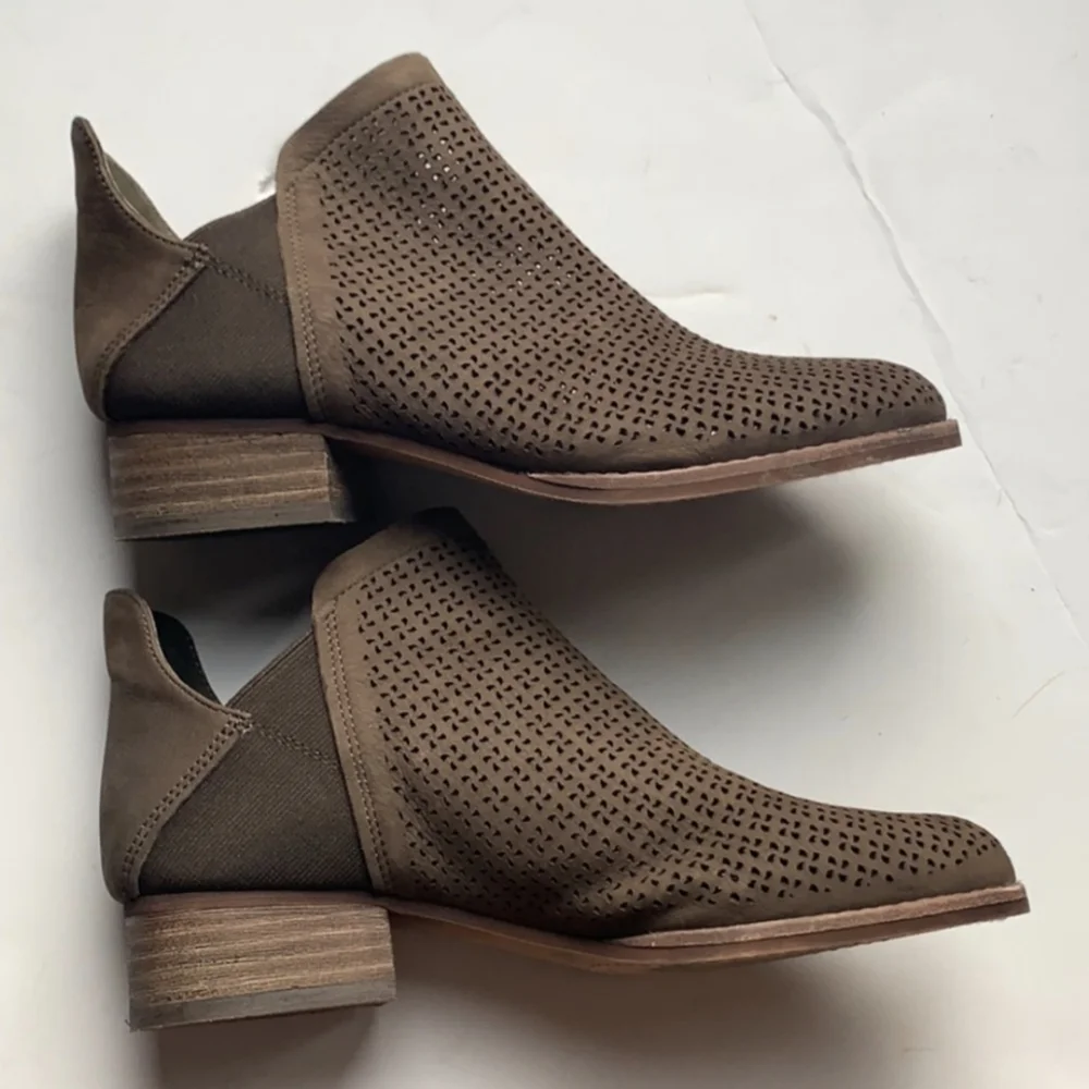 Vince Camuto Taupe Perforated Suede Booties 6